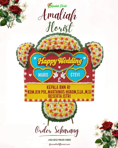 Papan Bunga Pernikahan Sawo